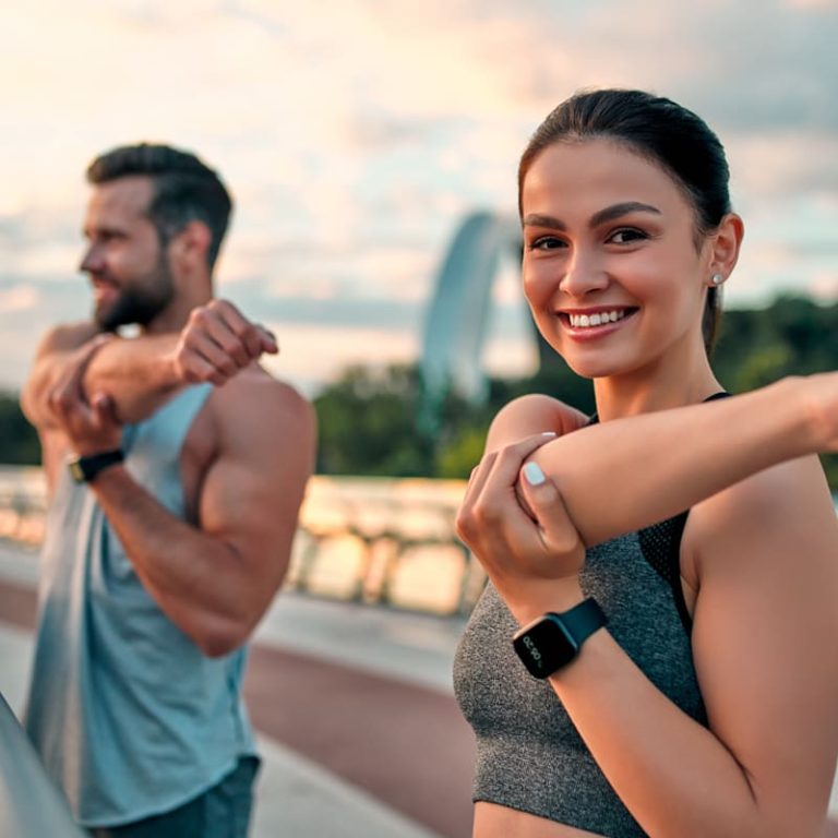 young couple working out