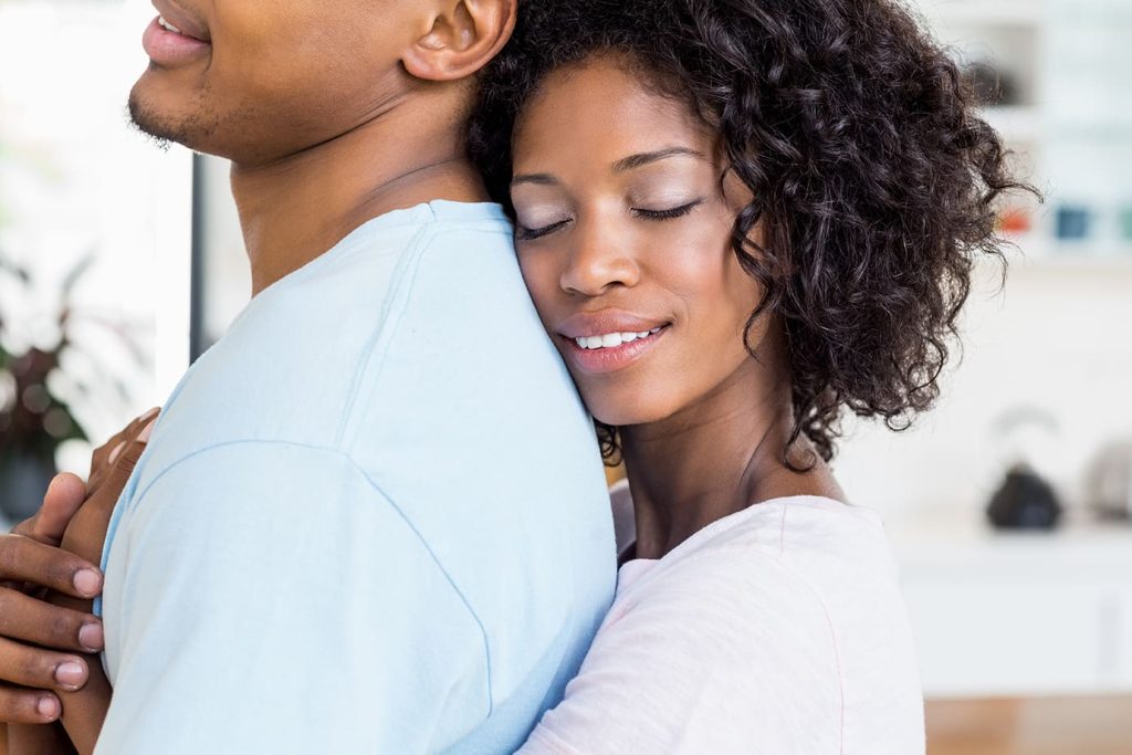 happy young couple being intimate