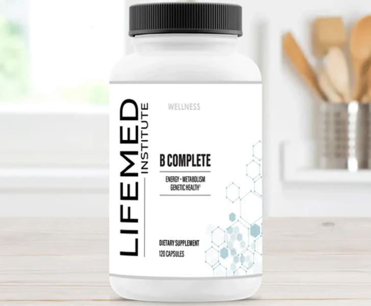 Bottle of B Complete supplement to illustrate vitamins for stress